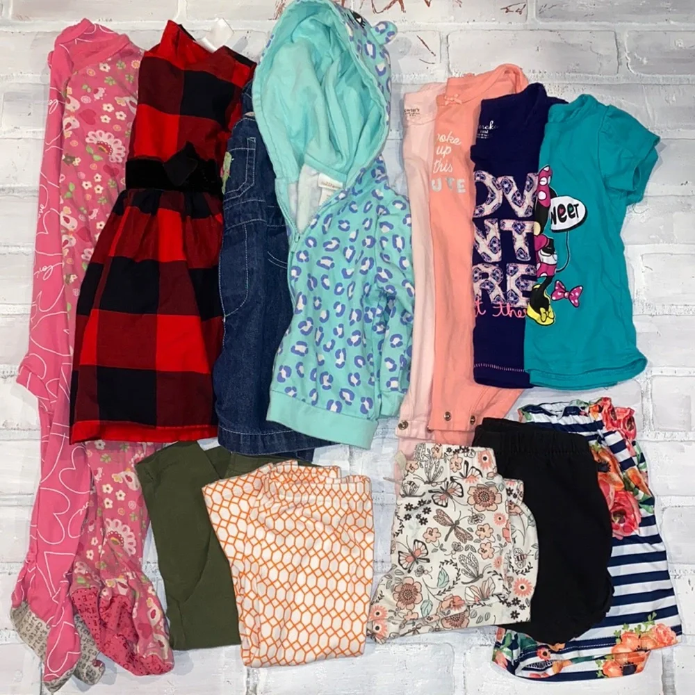 Babygirl toddler 18m spring & summer top footie shorts bundle!